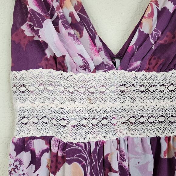 Free People Floral Chiffon Size 6 High Low Dress - Picture 4 of 8